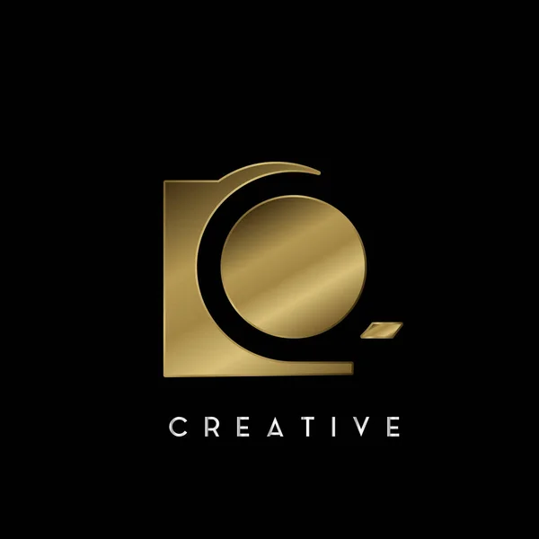 Golden Square Negative Space Carta Logo Forma Quadrada Conceito Design —  Vetores de Stock