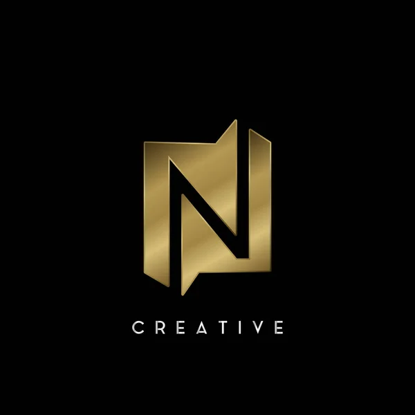 Golden Square Negativo Espacio Letra Logotipo Diseño Creativo Concepto Forma — Vector de stock