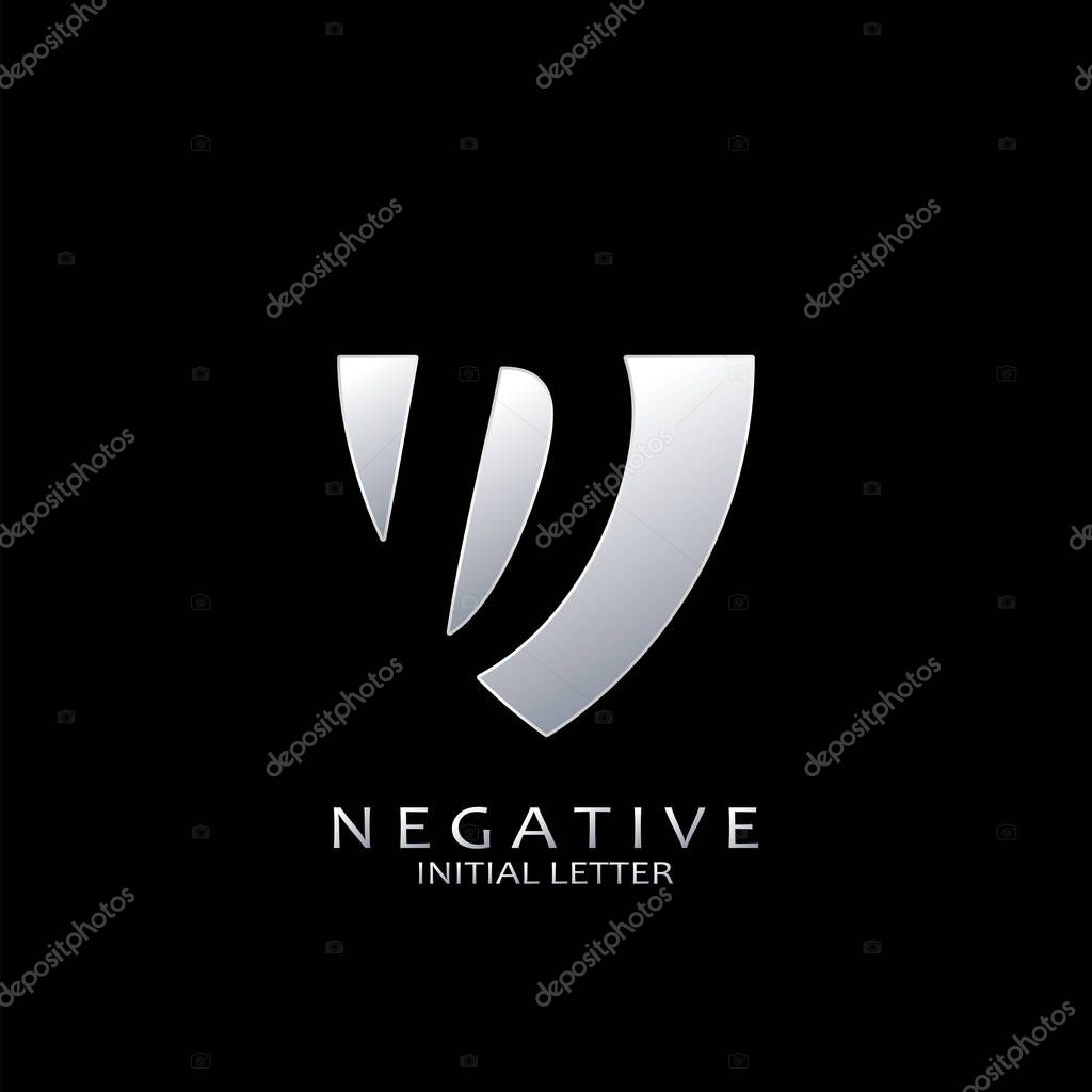 Monogram Negative Space Initial Letter D logo for technology business identity vector design concept.