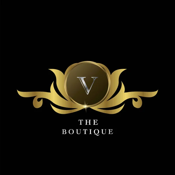 Golden Frame Letter Luxury Boutique Kezdeti Logó Ikon Elegancia Design — Stock Vector