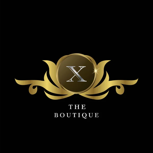 Golden Frame Letter Luxury Boutique Initial Logo Icon Elegance Design — Stock Vector