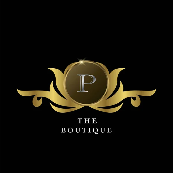 Golden Frame Letter Luxury Boutique Initial Logo Icon Elegantes Design — Stockvektor