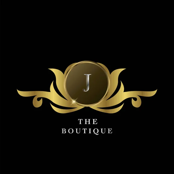 Golden Frame Letter Luxury Boutique Inicial Logo Ícone Design Elegância — Vetor de Stock