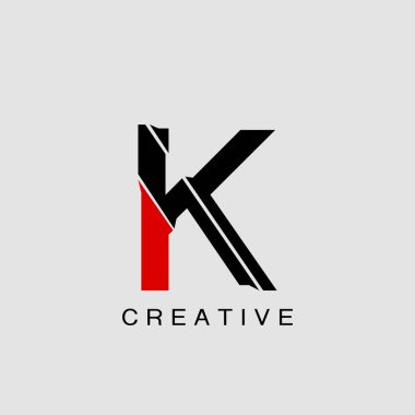 Monogram Soyut Tekno Başlangıç Harfi K Logo ikon vektör tasarımı