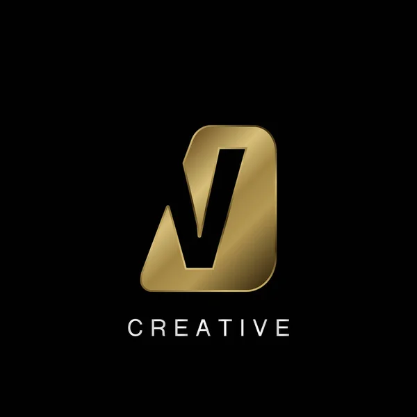 Golden Abstract Techno Letter Logo Kreatives Konzept Zur Gestaltung Negativer — Stockvektor