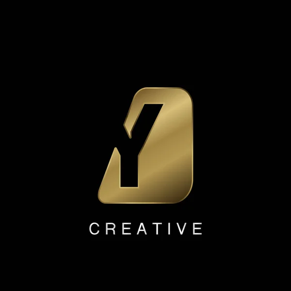 Golden Abstract Techno Letter Logo Creative Negative Space Vector Design — стоковий вектор