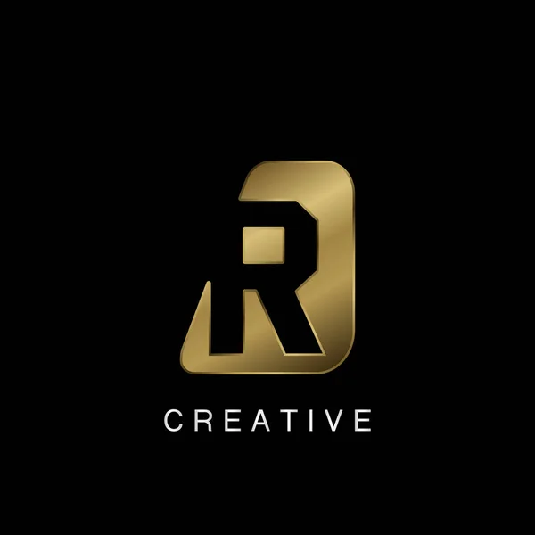 Golden Abstract Techno Letter Logo Creative Negative Space Vector Design — Stock Vector