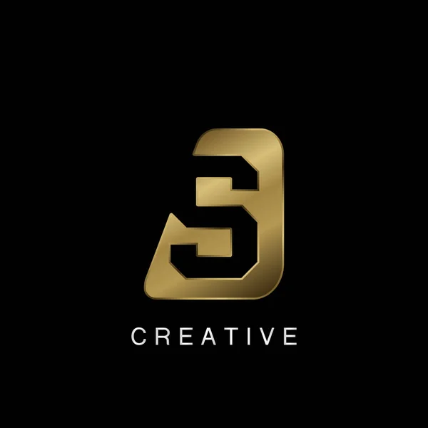 ゴールデンアブストラクト Techno Letter Logo Creative負の空間ベクトルデザインコンセプト — ストックベクタ