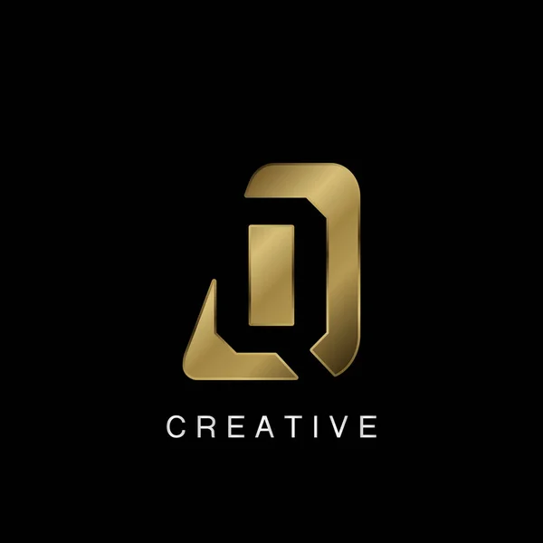 Golden Abstract Techno Letter Logo Conceito Design Vetorial Espacial Negativo —  Vetores de Stock