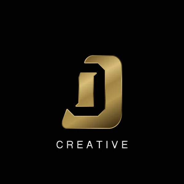 ゴールデンアブストラクト Techno Letter Logo Creative負の空間ベクトルデザインコンセプト — ストックベクタ