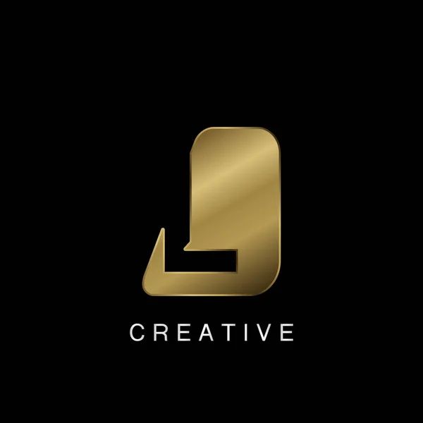 Golden Abstract Techno Letter Logo Creative Negative Space Vector Design — Stock Vector