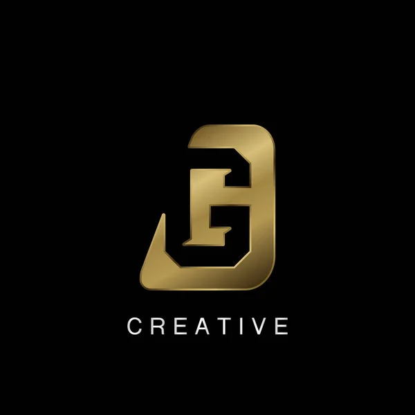 Golden Abstract Techno Letter Logo Creative Negative Space Vector Design — Stock Vector
