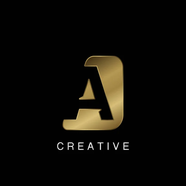 Golden Abstract Techno Letter Logo Creative Negative Space Vector Design — стоковий вектор