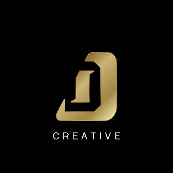 Golden Abstract Techno Letter Logo Kreatives Konzept Zur Gestaltung Negativer — Stockvektor