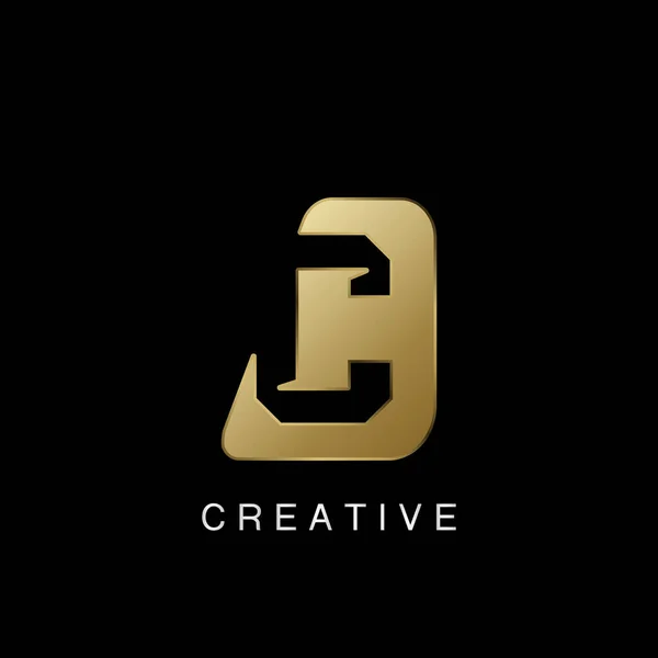 Золотий Абстрактний Логотип Techno Letter Концепція Креативного Негативного Простору Векторний — стоковий вектор