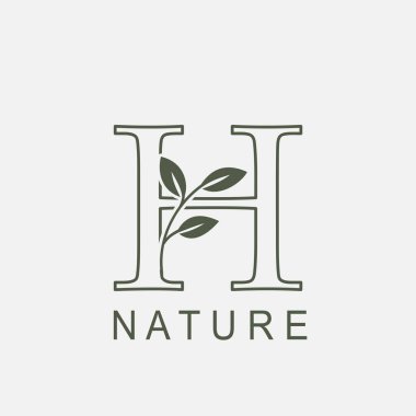 Özet Harf H Doğa Yaprağı logosu ikon vektör tasarımı konsepti lüks çiçek yaprağı konsepti veya doğa iş kimliği.