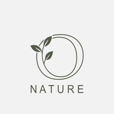 Ana başlık O Doğa Harfi logo ikonu vektör tasarımı konsepti lüks çiçek yaprağı konsepti ya da doğa iş kimliği.