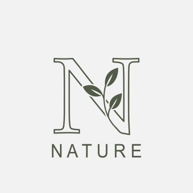 İlk harf N Doğa Yaprağı logosu ikon vektör tasarımı konsepti lüks çiçek yaprağı konsepti ya da doğa iş kimliği.