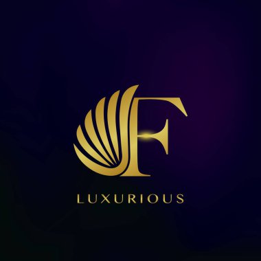 Ticari kimlik için Zarif Lüks Kanat İlk F harfi logo vektör tasarımı.