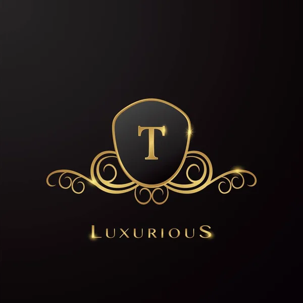 Lettre Luxueux Logo Bouclier Couleur Dorée Concept Design Vectoriel Pour — Image vectorielle