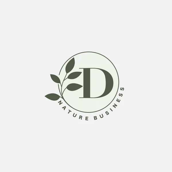 D Harfi Logosu Doğa Yaprağı, vektör logosu konsepti botanik çiçek yaprağı ve doğa işi için ilk harf logosu simgesi.