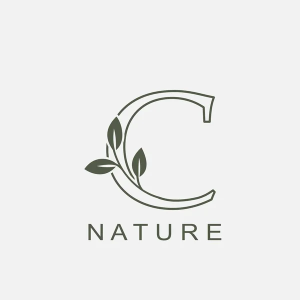 Περίγραμμα Αρχικό Γράμμα Nature Leaf Λογότυπο Εικονίδιο Διάνυσμα Έννοια Πολυτέλεια — Διανυσματικό Αρχείο