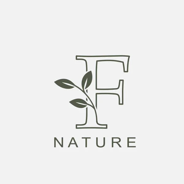 Περίγραμμα Αρχικό Γράμμα Nature Leaf Λογότυπο Εικονίδιο Διάνυσμα Έννοια Πολυτέλεια — Διανυσματικό Αρχείο