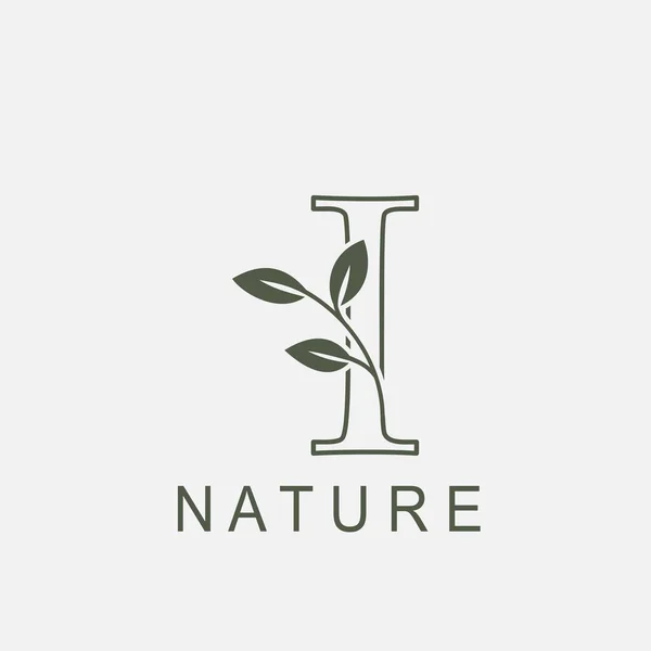 Outline Initial Letter Nature Leaf Logo Icon Vektor Design Concept — Stockvektor