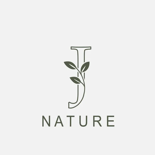 Umriss Initial Letter Nature Leaf Logo Symbol Vektor Design Konzept — Stockvektor