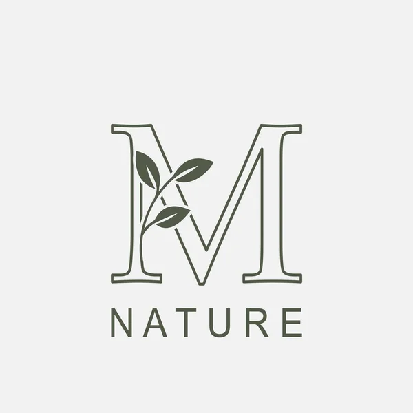 Outline Initial Letter Nature Leaf Logo Symbol Vektor Design Konzept — Stockvektor