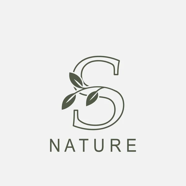 Outline Initial Letter Nature Leaf Logo Symbol Vektor Design Konzept — Stockvektor