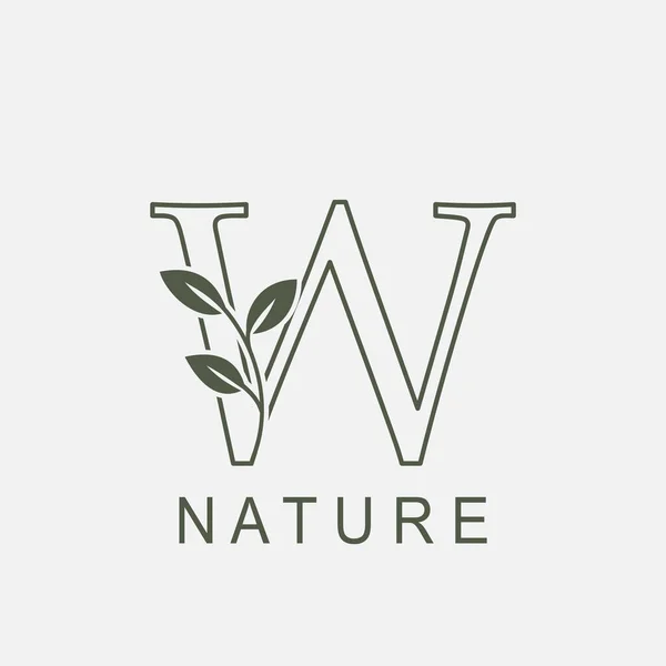 Outline Initial Letter Nature Leaf Logo Symbol Vektor Design Konzept — Stockvektor