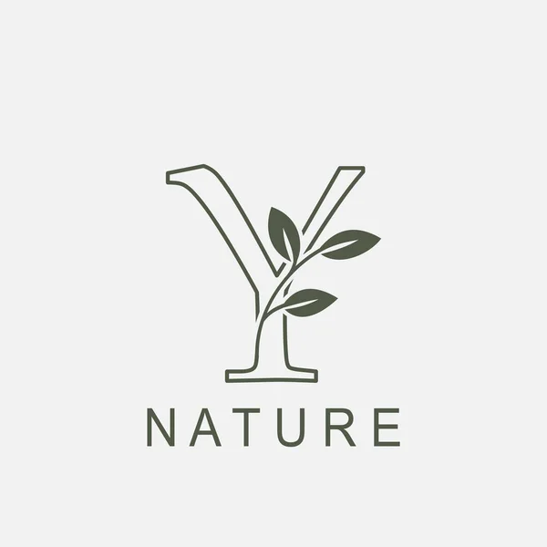 Outline Initial Letter Nature Leaf Logo Icon Vector Design Concept — Stock Vector