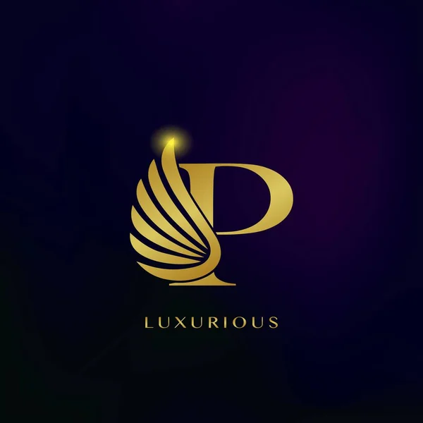 Elegantie Luxe Wing Initial Letter Logo Icoon Vector Ontwerp Voor — Stockvector