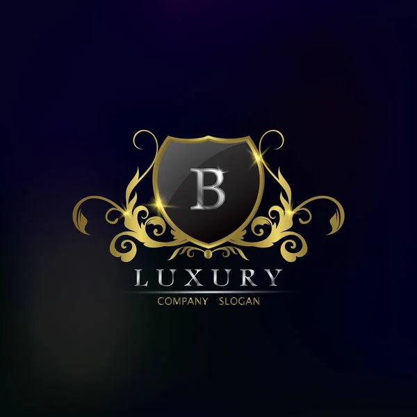 Premium Golden Shield Letter Luxury Logo Εικονίδιο Διάνυσμα Σχεδιασμός — Διανυσματικό Αρχείο