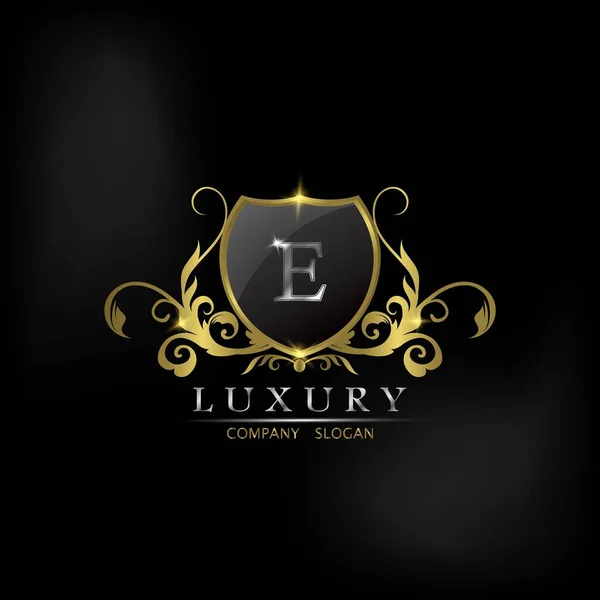Premium Golden Shield Letter Luxury Logo Εικονίδιο Διάνυσμα Σχεδιασμός — Διανυσματικό Αρχείο