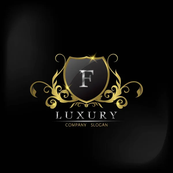 Premium Golden Shield Letter Luxury Logo Icon Vector Design - Stok Vektor