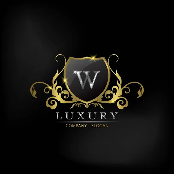 Premium Golden Shield Letter Luxury Logo Εικονίδιο Διάνυσμα Σχεδιασμός — Διανυσματικό Αρχείο