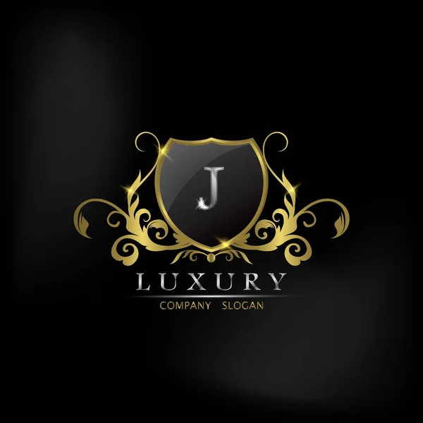 Premium Golden Shield Letter Luxury Logo Desain Vektor Ikon - Stok Vektor