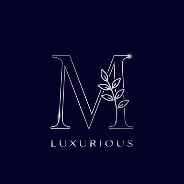 Silver Luxurious Initial Letter Logo Icon Vector Design Concept Outline — Stock Vector