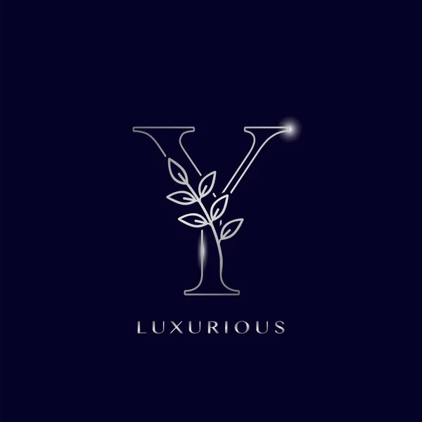 Silver Luxurious Initial Letter Logo Logo Vector Design Concept Outline — Archivo Imágenes Vectoriales