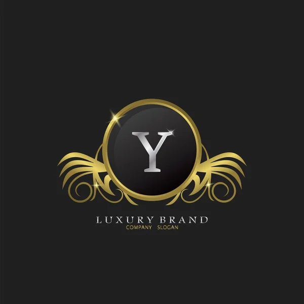Letter Golden Circle Shield Luxury Brand Logo Vector Design Concept — Stock Vector