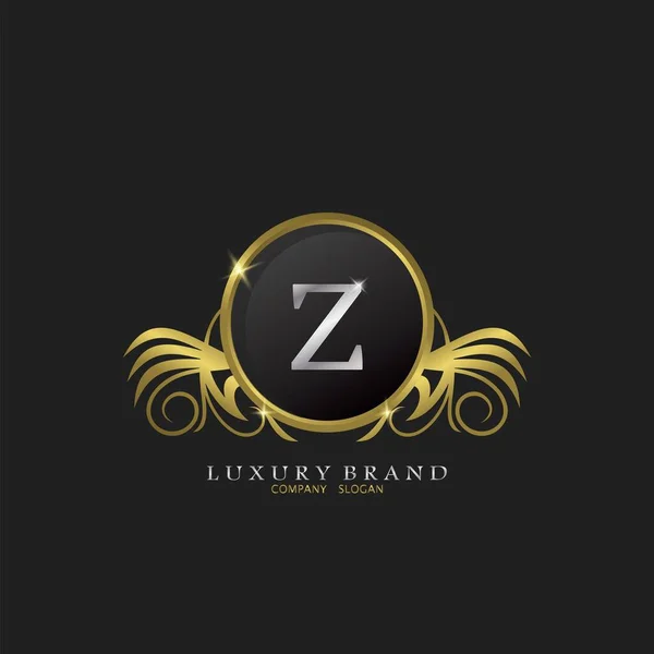 Huruf Golden Circle Shield Luxury Brand Logo Konsep Desain Vektor - Stok Vektor