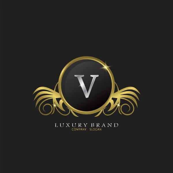 Letter Golden Circle Shield Luxury Brand Logo Vector Design Concept — Stock Vector