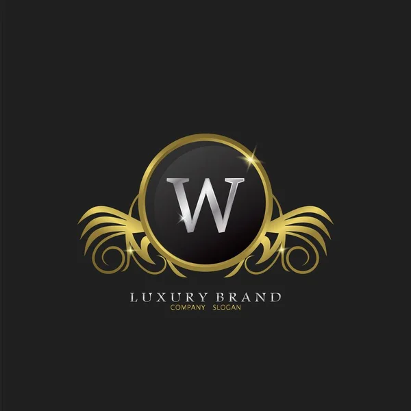 Huruf Golden Circle Shield Luxury Brand Logo Konsep Desain Vektor - Stok Vektor