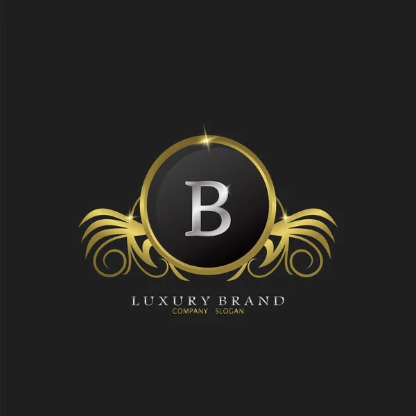 Harfi Altın Çember Kalkan Lüks Marka Logosu Başlangıç Lüks Otel — Stok Vektör