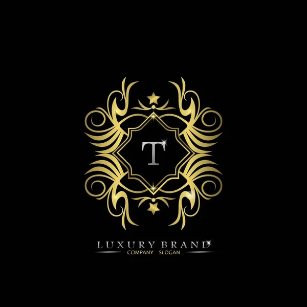 Golden Letter Luxury Brand Logo Concepto Diseño Vectorial Para Negocios — Vector de stock