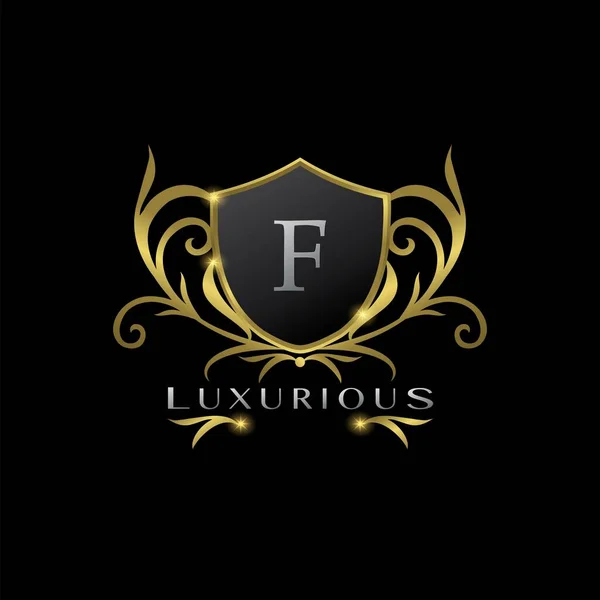 Golden Letter Luxurious Shield Logo Conceito Design Vetorial Para Negócios —  Vetores de Stock