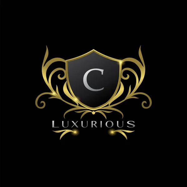 Золотая Буква Luxury Shield Концепция Векторного Дизайна Люксового Бизнеса Отеля — стоковый вектор