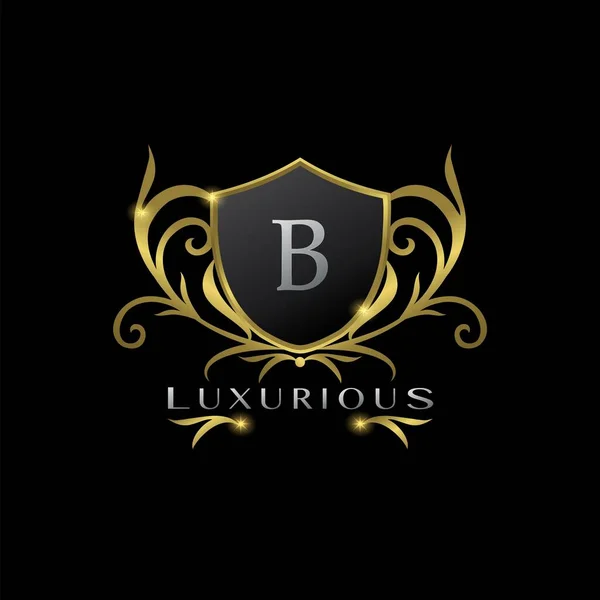 Golden Letter Luxurious Shield Logo Concepto Diseño Vectorial Para Negocios — Archivo Imágenes Vectoriales
